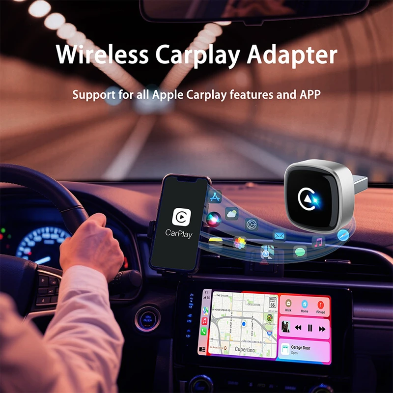 Wireless CarPlay Android Auto Adapter Box for Car 2in1 Dongle Plug and Play for iOS & Android Phone Fast Auto-Connection
