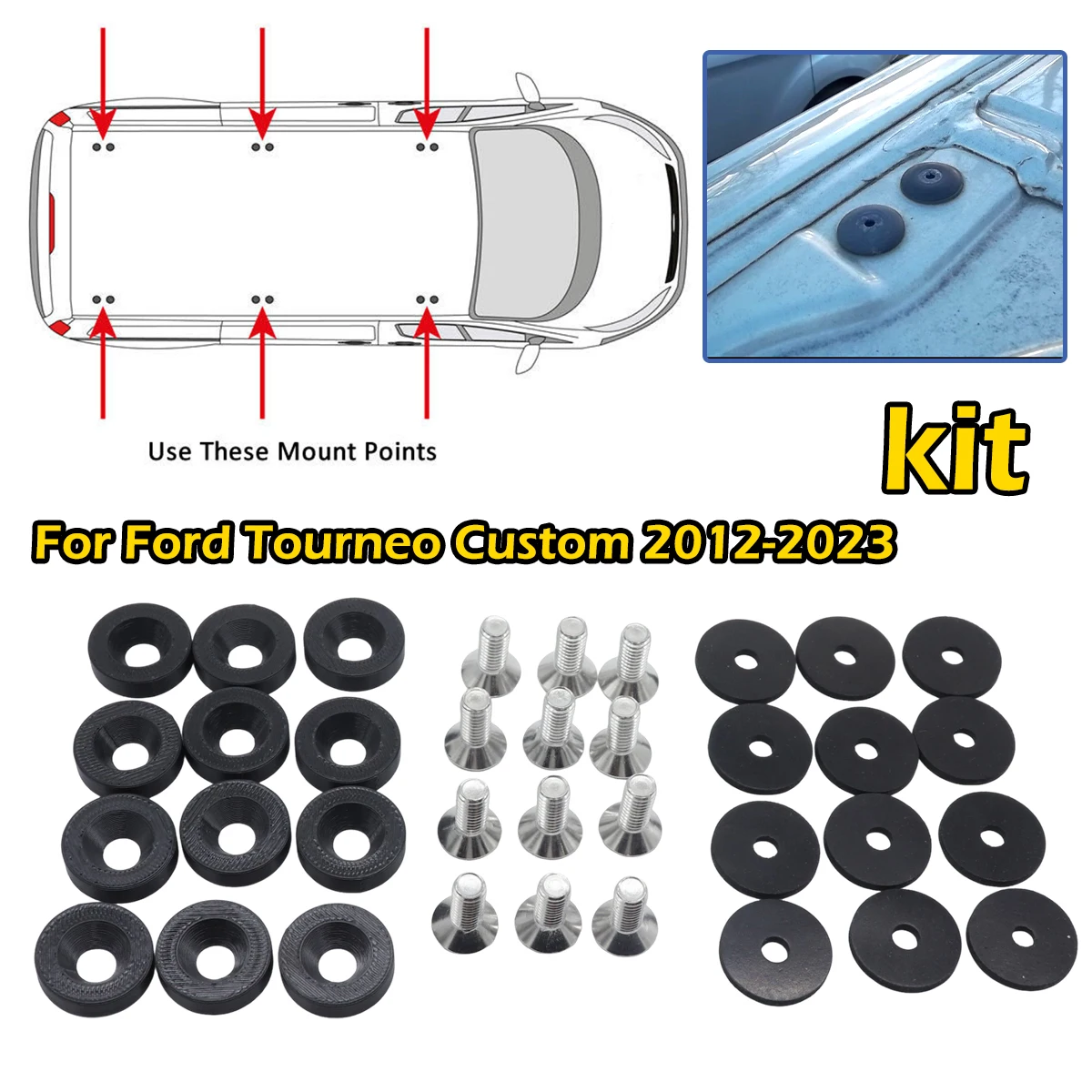 

12pcs/kit For Ford Transit Custom Roof Rack Hole Blanking Washer Bolts Screws Full Set 2012 2013 2014 2019 2020 2021 2022 2023