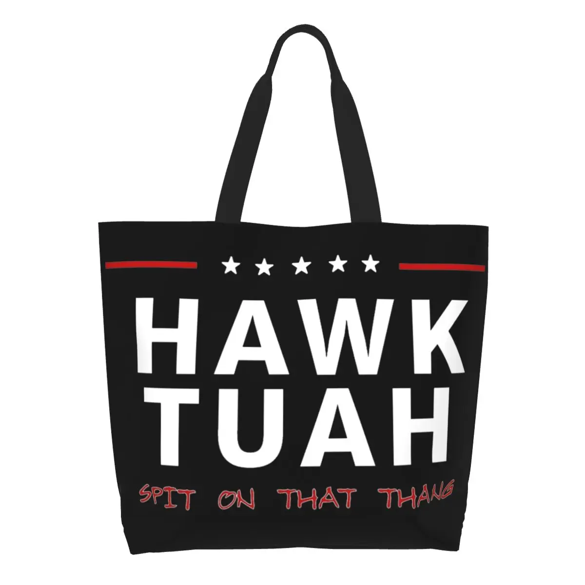 Hawk Tuah Spit On That Thang Meme 2024 Large Capacity Grocery Bags Accessories Trend Shopping Bags For Unisex