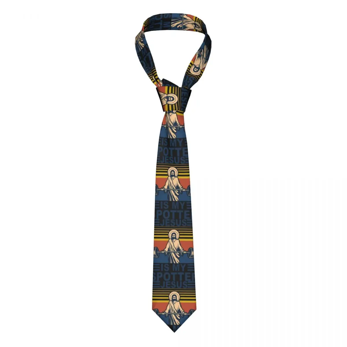 

Jesus Is My Spotter Neckties Unisex Silk Polyester 8 cm Gym Workout God Christian Neck Ties for Mens Accessories Gravatas