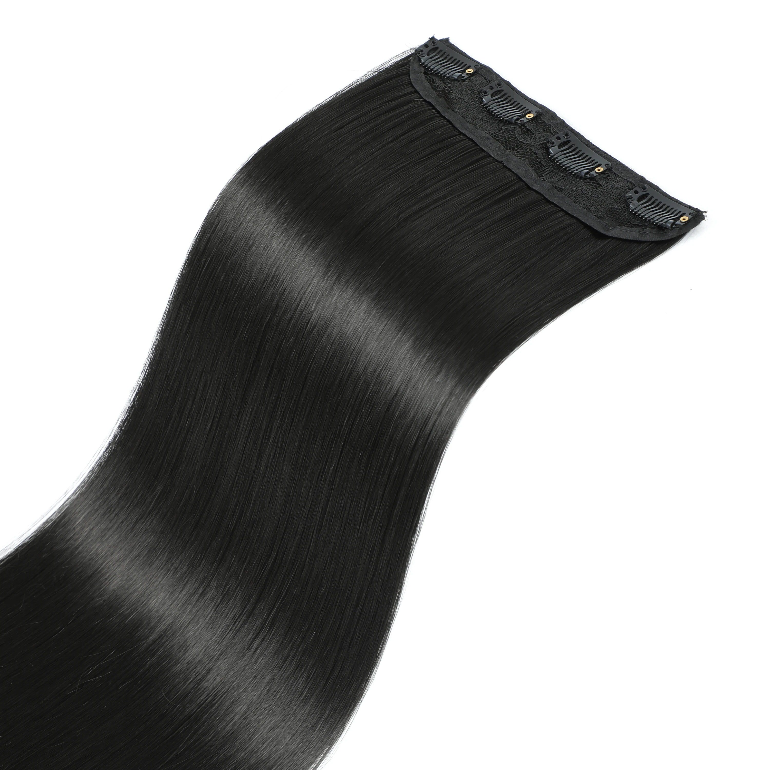 Straight Synthetic Clip On Hair Extension 4Pcs/Set 24inch Straight Hairpiece Curly 11 Clips In Hair Ombre Heat Resistant Fiber image 5