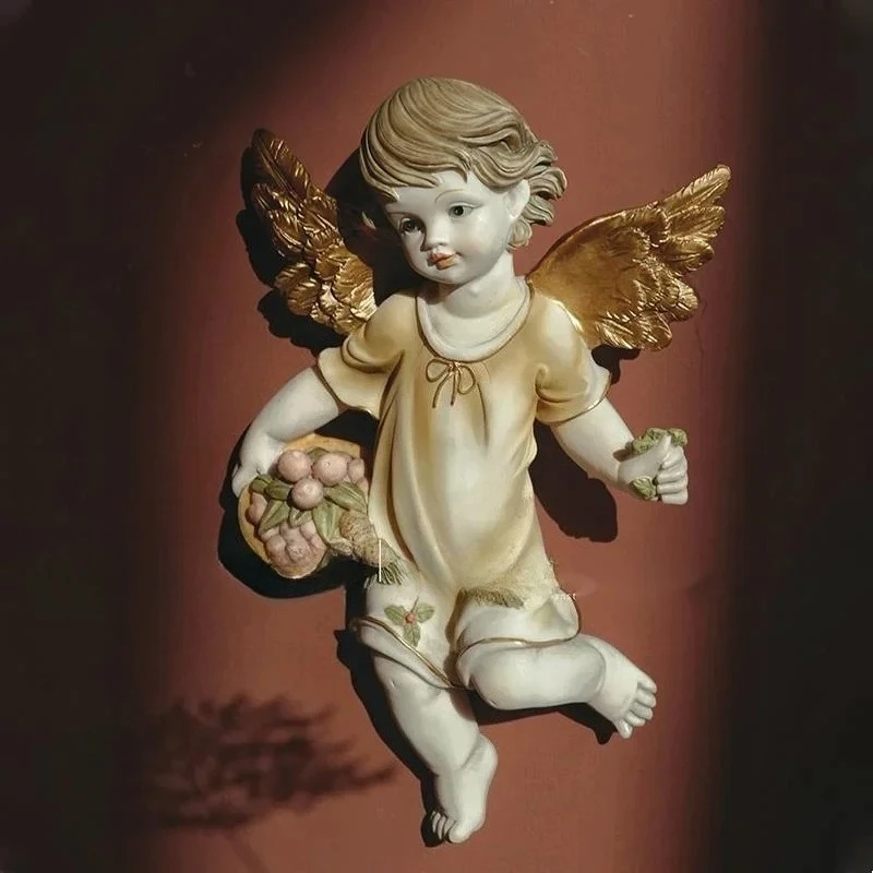 European Light Luxury Angel Wall Hanging Bedroom Living Room Decor Miniature American Figurine Embellishment