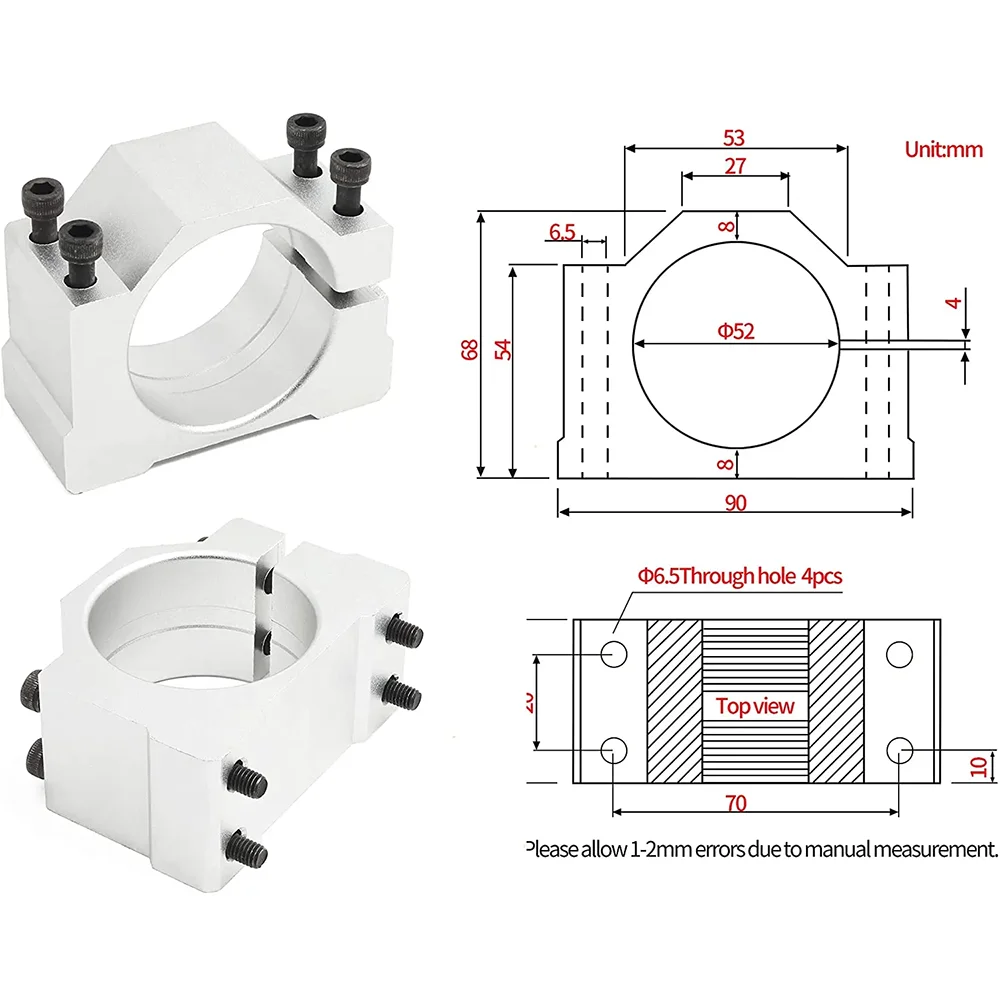 Yofuly 500W Spindle + Motor Power Supply + 52mm Clamps for Malling Machine