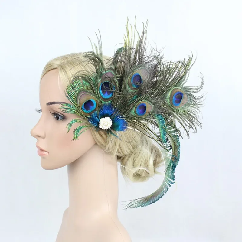 Fascinator 1920s Peacock Feather Flapper Headdress Wedding Hair Clip Party Headwear  заколка для волос  pinzas para el cabello