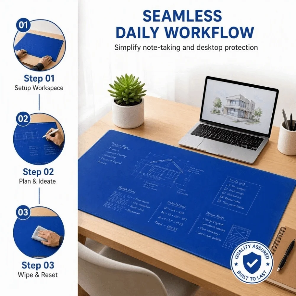 Erasable Double-Sided Desk Mat Reusable Double Sided Writing Desk Pad PU Leather Durable Drawing Table Mat Drawing
