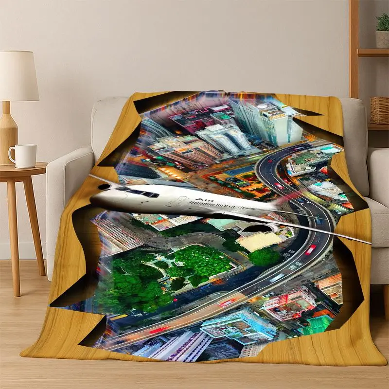 3D Illusion Pattern Hallucination Underwater Flannel Blanket Soft Warm Blanket Throw Blanket for Bedroom Living Room Bed Travel