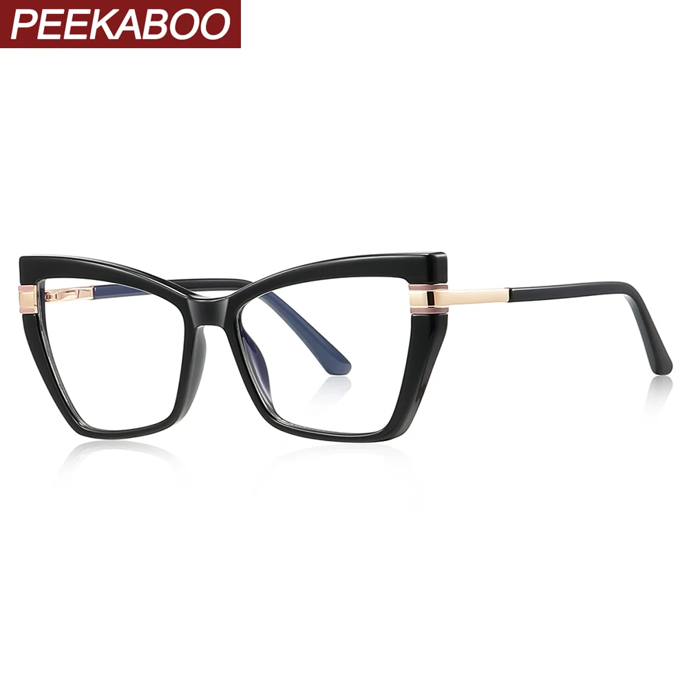 

Peekaboo оправа для очков «кошачий глаз», модные женские прозрачные линзы TR90, очки с фильтром синего света, квадратные женские полуметаллические черные зеленые очки