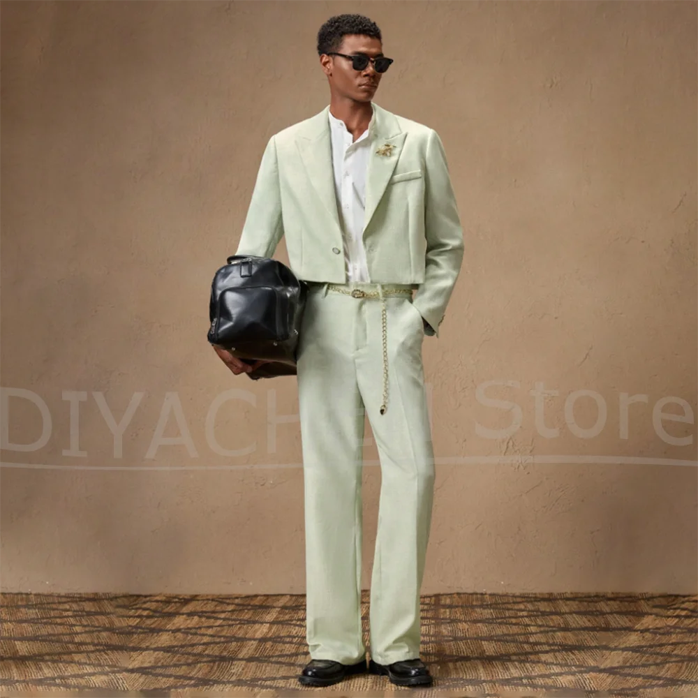 

Мужской костюм с пиковыми лацканами, комплект из двух предметов, модный повседневный костюм на одной пуговице для мужчин, модный дизайн, тонкий мужской костюм для свадебной вечеринки