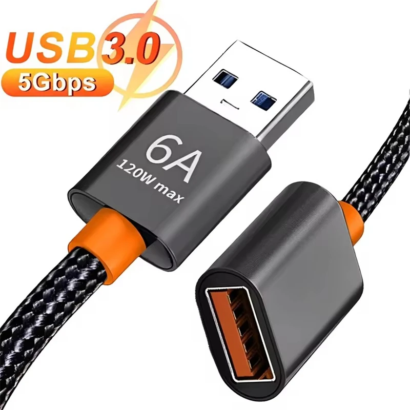 6A 120W USB 3.0 Extension Cable for Smart Laptop PC TV Xbox High-Speed Data Transfer Extender Cord USB Fast Transfer Data Cables