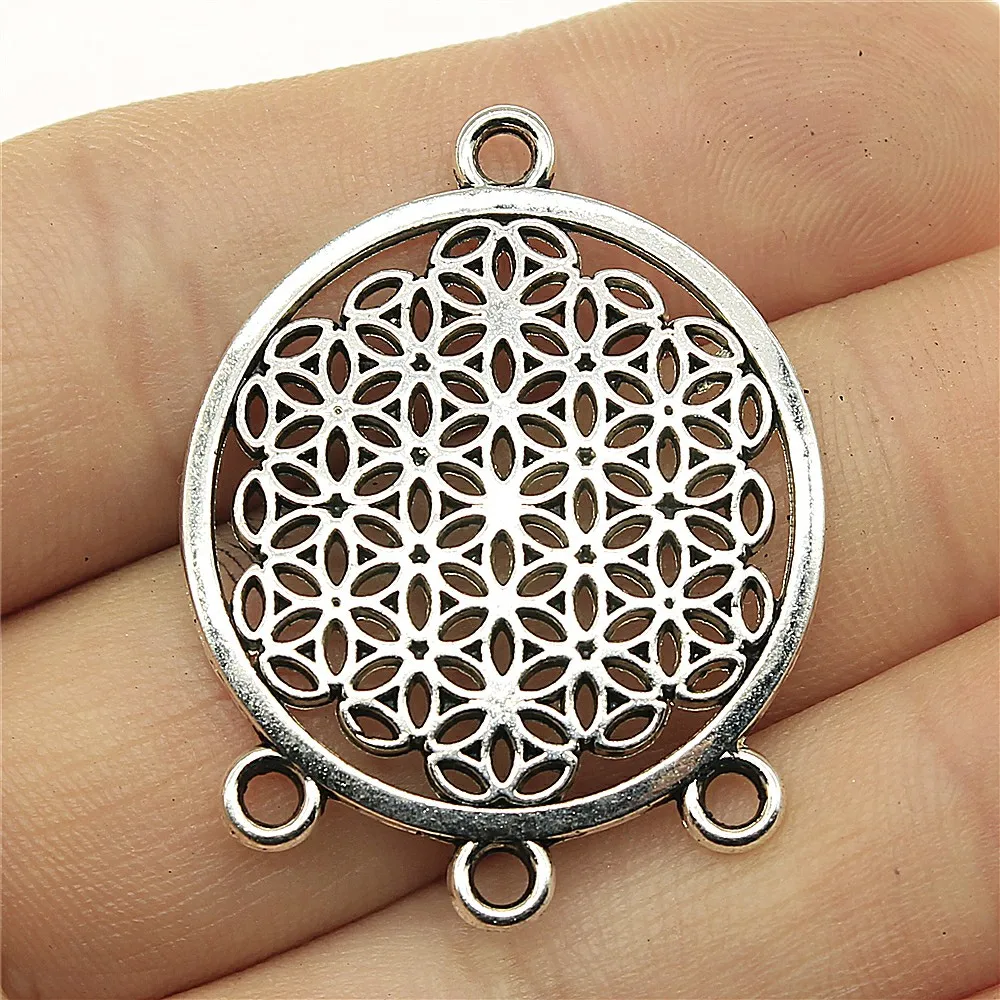 WYSIWYG 4 sztuk 38x29mm ziarna życia złącze urok biżuterii dokonywanie okrągły kwiat życia urok Seed Of Life złącze urok