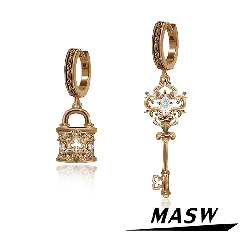 

MASW Original Design Delicate Vintage Temperament Asymmetrical Earrings For Women Party Gifts Fine Accessories Fashion Jewelry