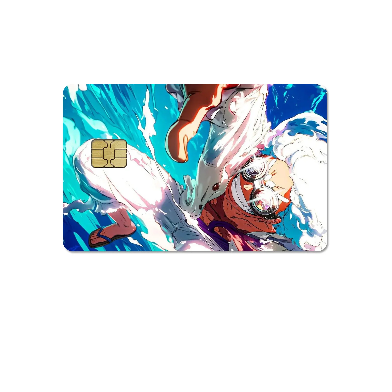 New Cartoon Anime One Piece Gear 5 Luffy Diy HD Matte PVC Sticker Small Chip Credit Card Cover Case Film Skin Sticker Girls Gift