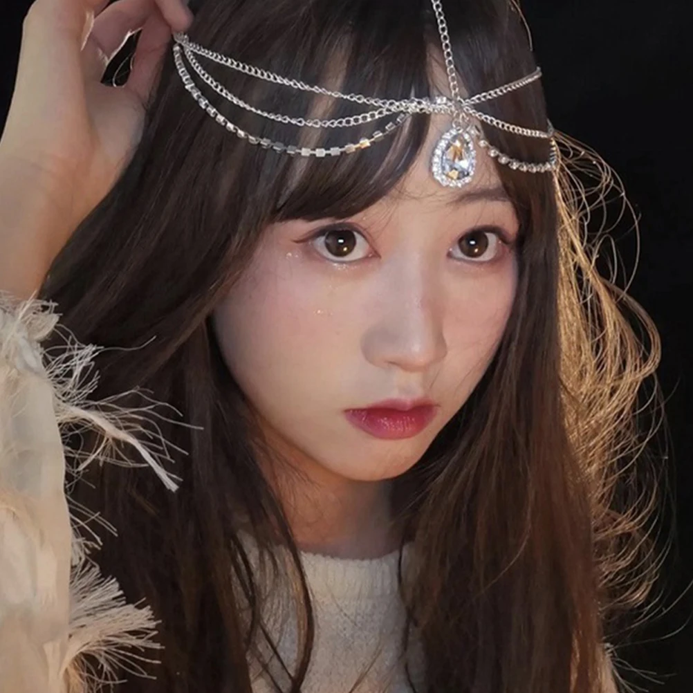

4Pcs Head Rhinestone Hair Bridal Head Chain B Crystal Women Sparkling Halloween Wedding Bridal Hairstyle Accessories