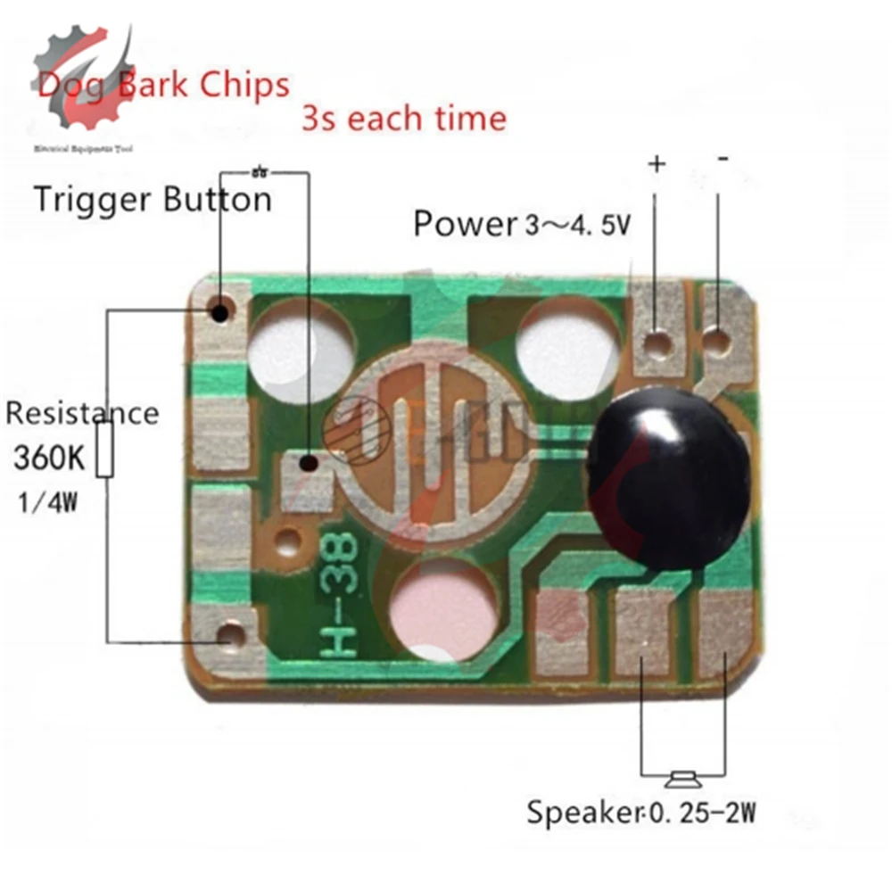 Puce itude en forme de chien aboyant, 10 pièces, technologie sonore DC 3V-4.5V, voix animale, bouton de certes, pour jouet de bricolage, 22x16mm