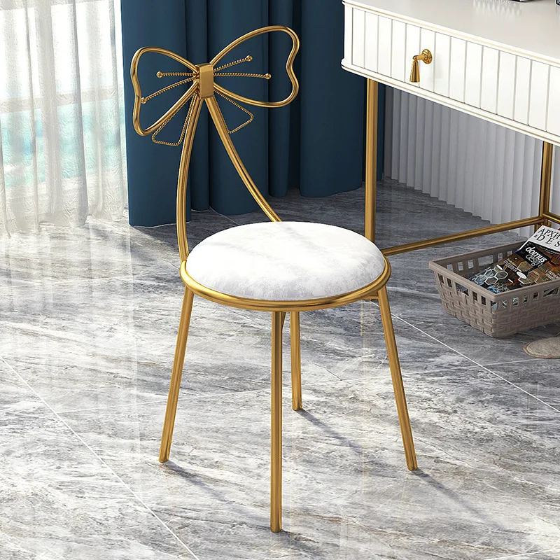 Makeup Chair Modern Minimalist Dressing Table Stool Net Red Butterfly Golden Home Bar Stool Stool Backrest Chair