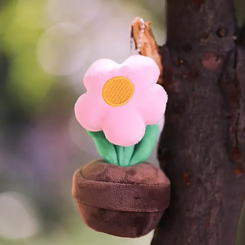 Lifelike Flower Plush Stuffed Toys Funny Soft Keychain Pendant Creative Plants Potted Flowers  Bouquet For Kids Birthday Gift