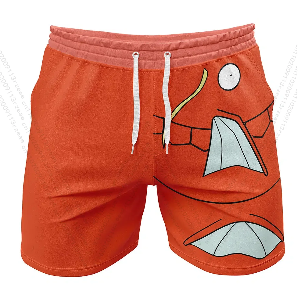 Magikarp بوكيمون أنيمي الرجال تأثيري طباعة رياضة السراويل تي شيرت جيب الوحش السباحة تنفس سريعة الجافة الاتجاه الرياضة طفل السراويل