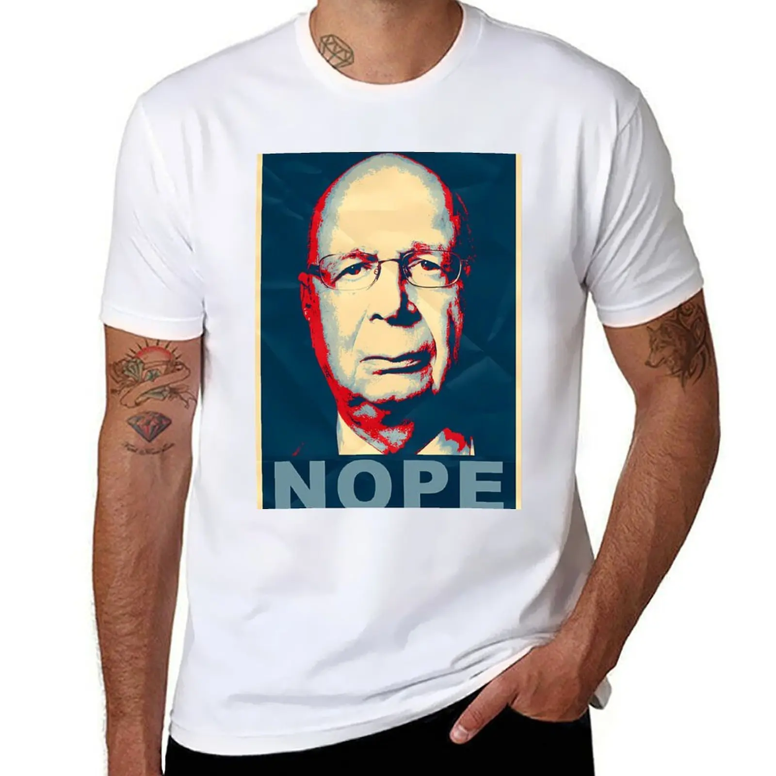 

Klaus Schwab NOPE T-Shirt anime tshirt t shirt for man 100 percent cotton T-Shirt