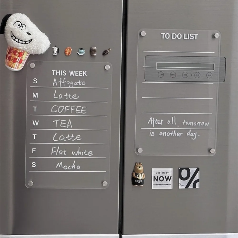 Acrylic Magnetic Calendar Board Reusable Rectangle Fridge Magnet Sticker with Pen and Erase Clear Fridge Menu Grocery Store