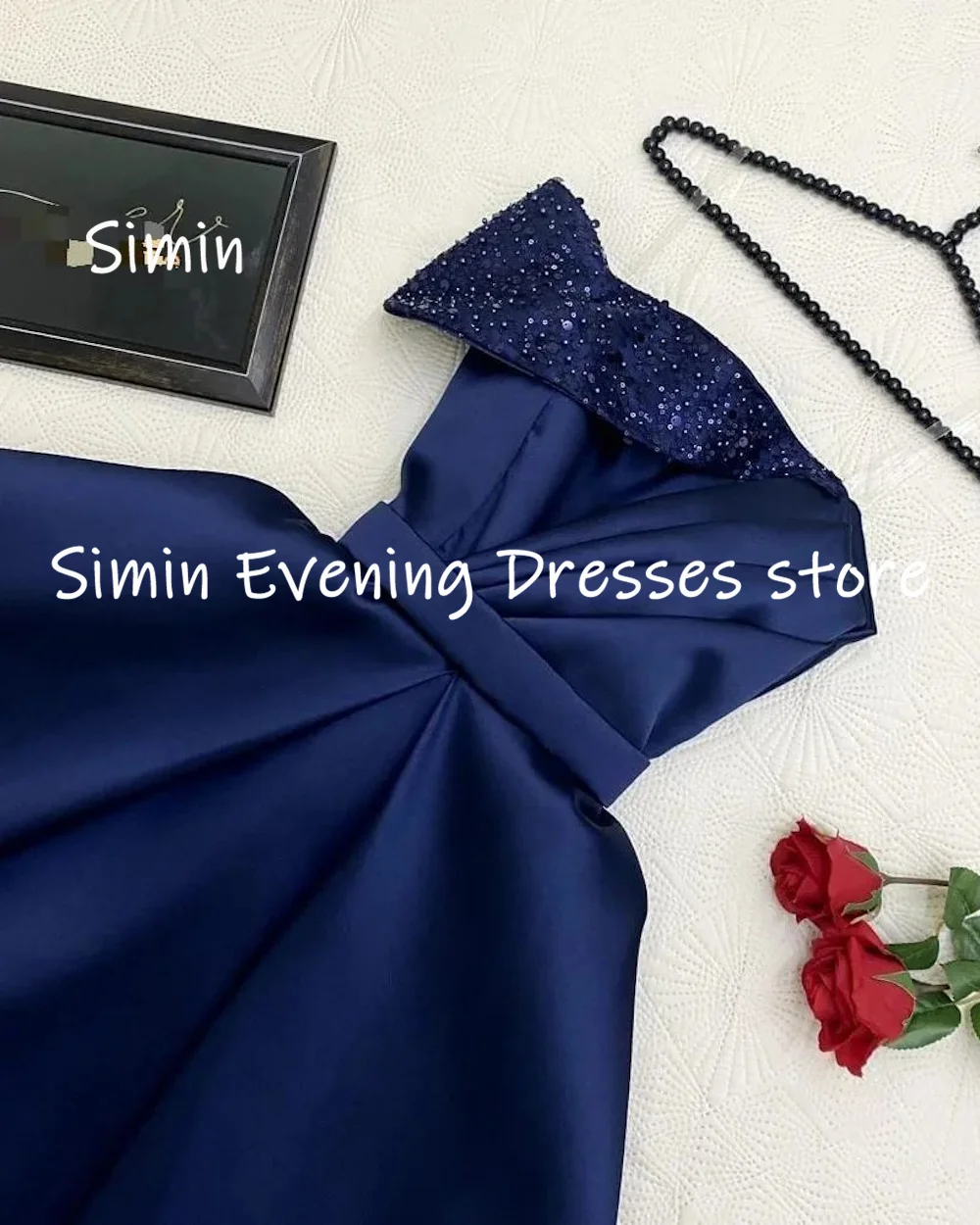 Simin Satin a-line monospalla paillettes abito da ballo formale Ruffle lunghezza del pavimento abiti da sera eleganti per le donne 2023