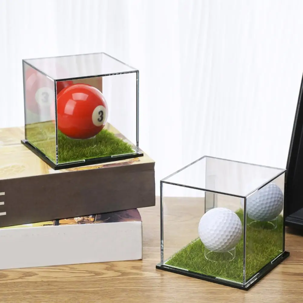 Baseball Display Case UV Protected Acrylic Clear Square Ball Holder Baseball Stand Storage Holder Display Cube Box