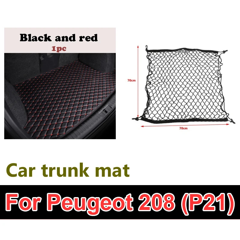 Non-electric Auto Car Rear Trunk Mats For Peugeot 208 P21 2023 2022 2021 2020 Leather Rear Cargo Tray Trunk Mats Car Accessories