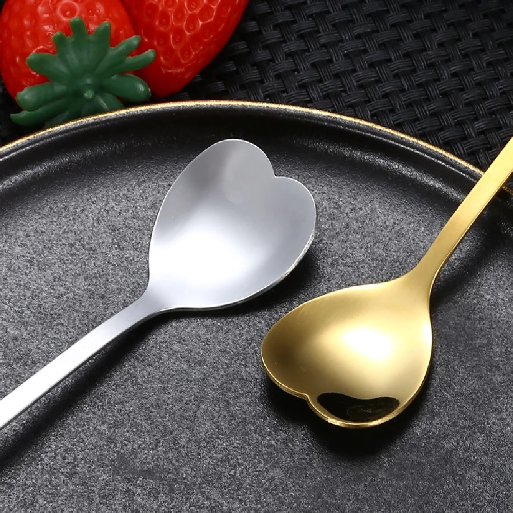 Heart Coffee Spoon Stainless Steel Hollowed Out Heart-shaped Spoon Teaspoon Dessert Snack Scoop Milk Spoons Tableware