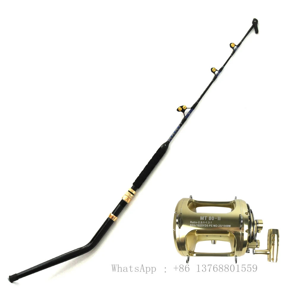 Big Game Saltwater Fishing Rods And Reels Combo 80w Heavy Duty Reels Sea Trolling Deep Drop Tuna 130lb Fishing Rod Reel Combo