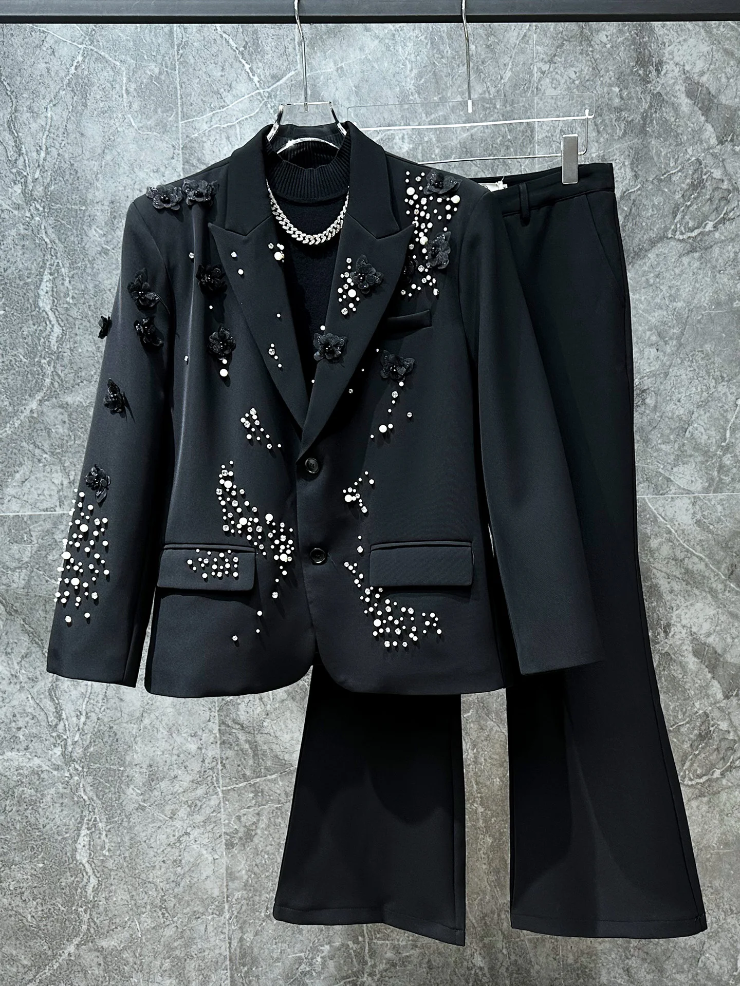 

Trendy Men's 2025 New Small Fleaded Suit Two-Piece Set High-End Lightweight Performance Clothes for Youth Autumn Winter