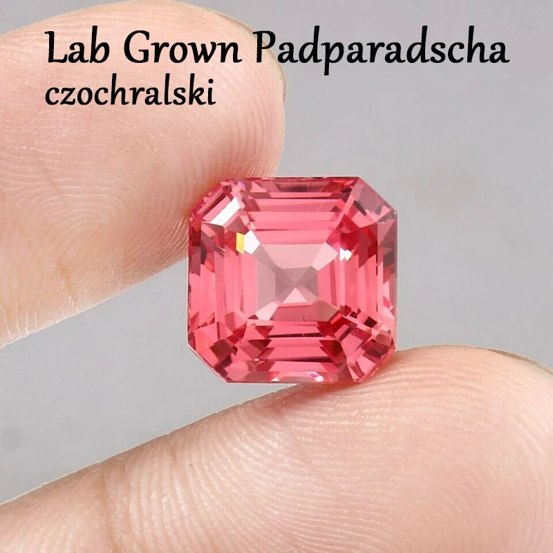 New Padparadscha Color Sapphire Asscher Cut Lab Grown  Loose Gemstone With AGL Certificate Charms for Jewelry Making