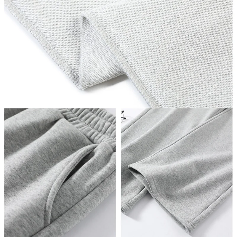 Novo outono feminino casual cintura alta calças compridas senhora estilo coreano sólido algodão elástico perna larga reta streetwear