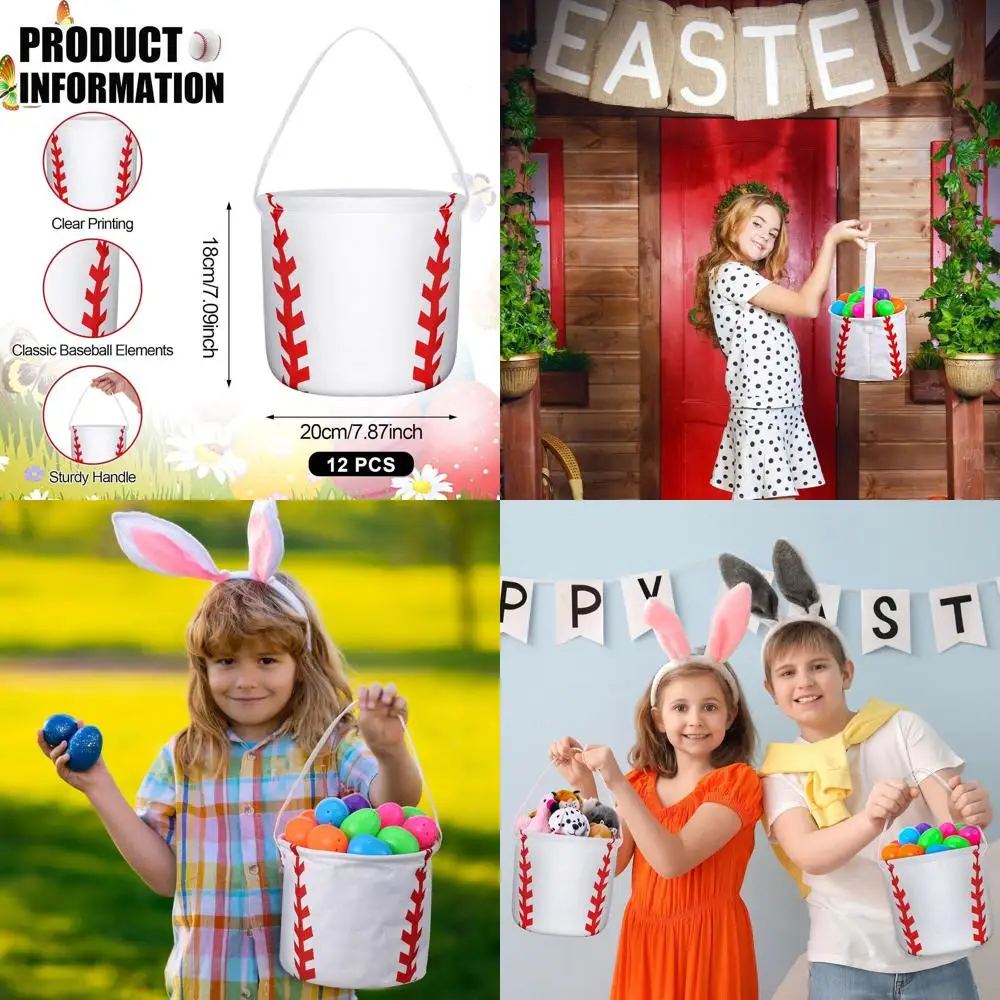 

Halloween Baseball Buckets with Handles, 12 Pack, Perfect for Trick-or-Treat, Easter Egg Hunts, and Snacks for Kids