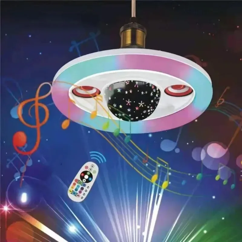 Bombillas LED BT con bola de discoteca de doble altavoz, lámpara inalámbrica de música que cambia de Color RGB de 36W con Control remoto para el hogar