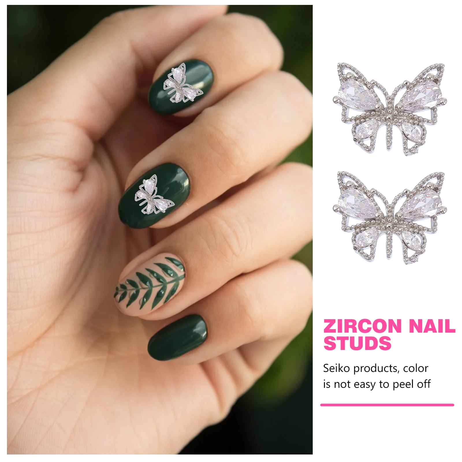 

Zircon Nail Studs Decorative Gems Elegant Butterfly Shaped Manicure Decals Accessories for Home Nail Art Studs Salon
