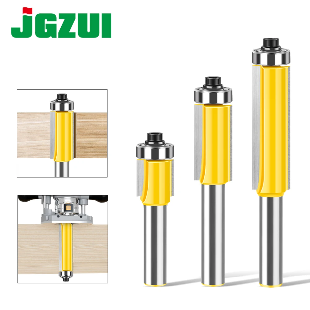 

8mm Shank Lengthened Trimming cutter Belt Bearing Straight Cutter Trimming Router Bit Slotting Burr Cutter Head Trimming Cutter