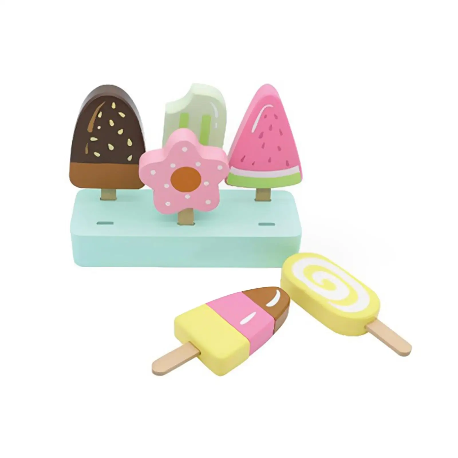 Ice Cream Toy Montessori Learning Toy Wooden Toy Popsicle Toy Pretend Toy for Preschool Children Girls Boys Holiday Gifts