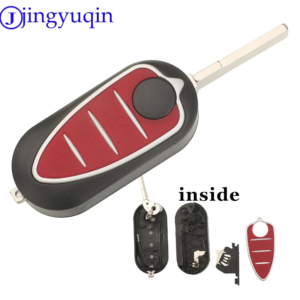 Jingyuqin Remote Car Key Shell 3 Buttons for Alfa Romeo Mito Giulietta GTO 159 FLIP FOLDING KEY FOB SHELL CASE BLADE