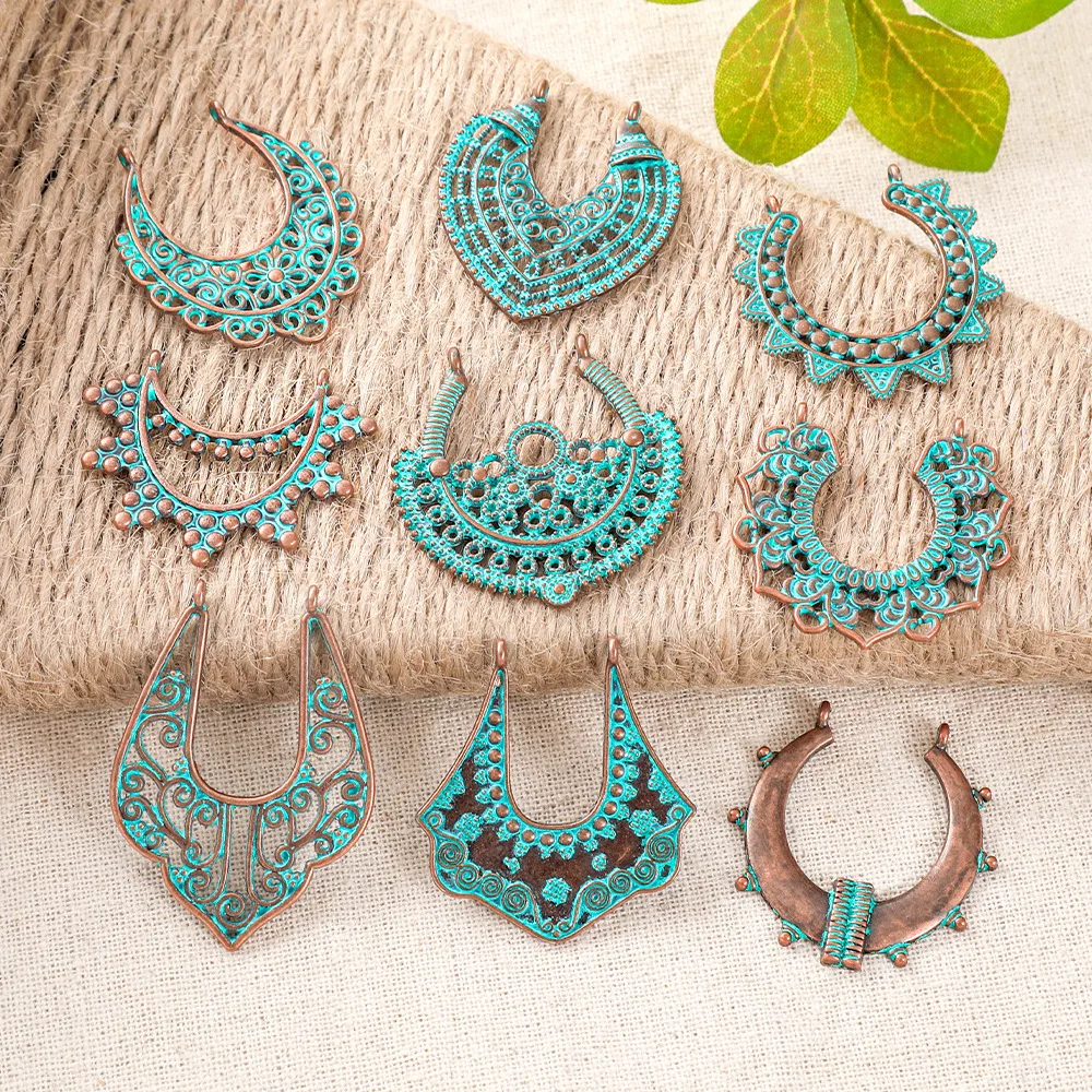 Bohemia Ethnic Vintage Antique Engraved Charms Pendants for DIY Jewelry Making Earrings Necklace Findings Components Accessories