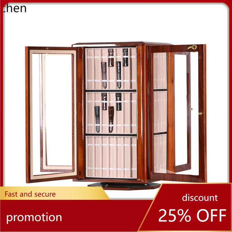 ZML Watch Strap Packaging Watch  Rack Four-Layer Cabinet with Lock Wooden Stand Rotating Exhibition Display Cabinet Multi-Layer