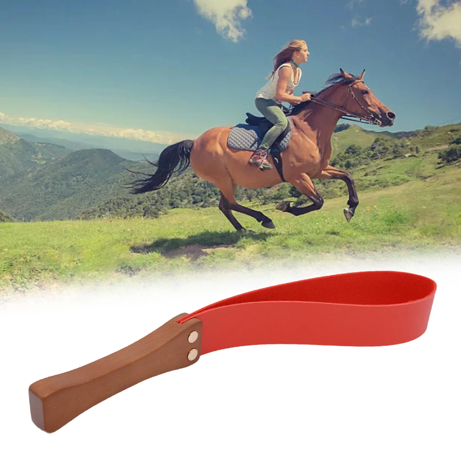 Leather Paddle With Anti-Slip Wooden Handle, Riding Crop For Horses Horse Riding Riding Crops Outdoor Tools Camping Accs