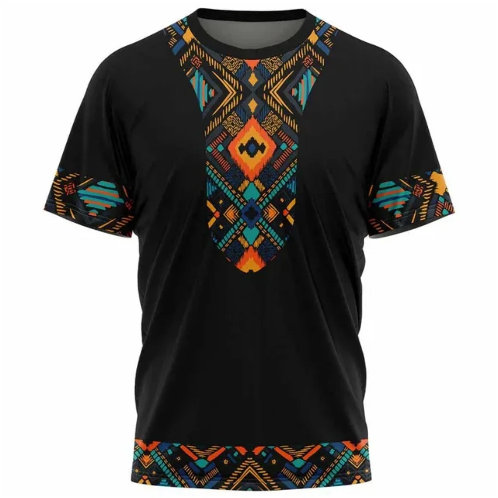 

Ethnic T-Shirts for Man Classic Tribal Style 3D Printing Fashion Round Neck Pullover T-Shirt Outdoor Casual Men's Clothing