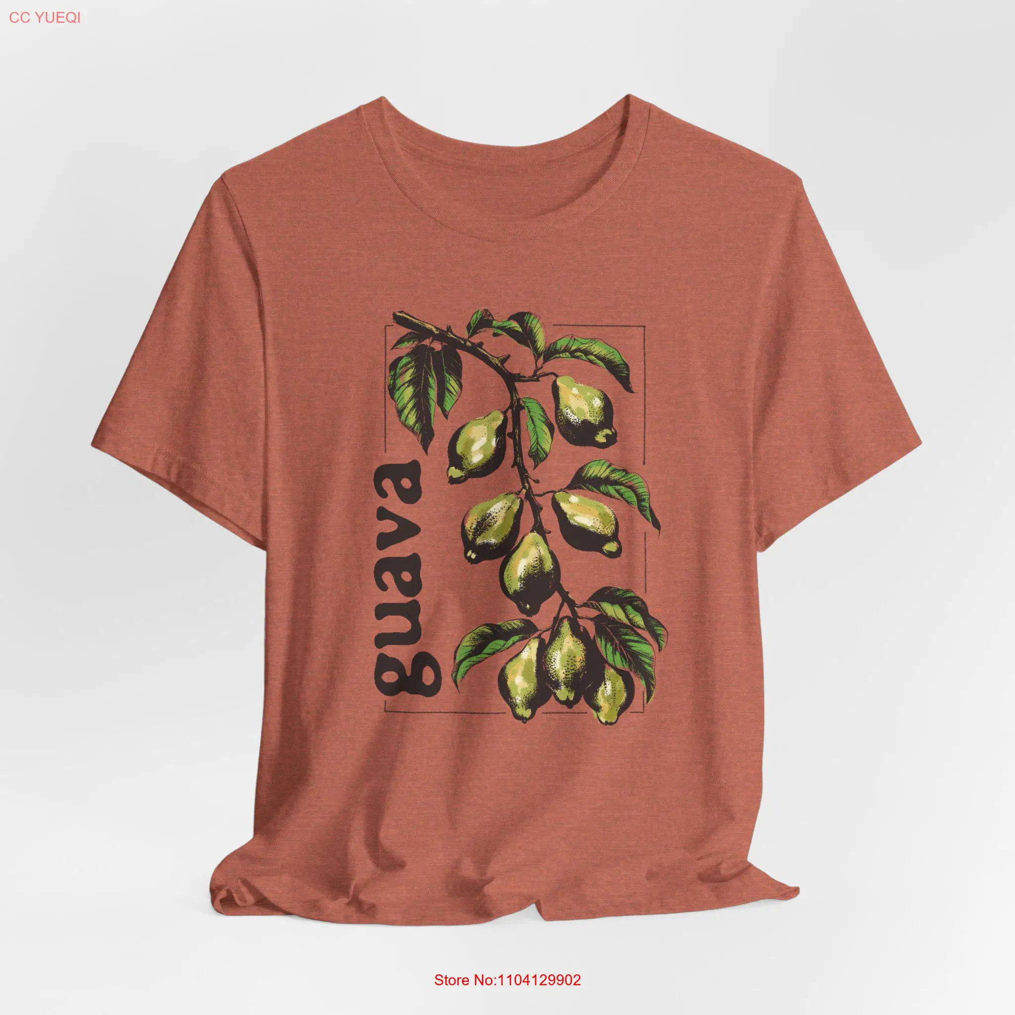 Guava PrinT T Shirt Fruit Botanical Foodie for her Vintage Style long or short sleeves