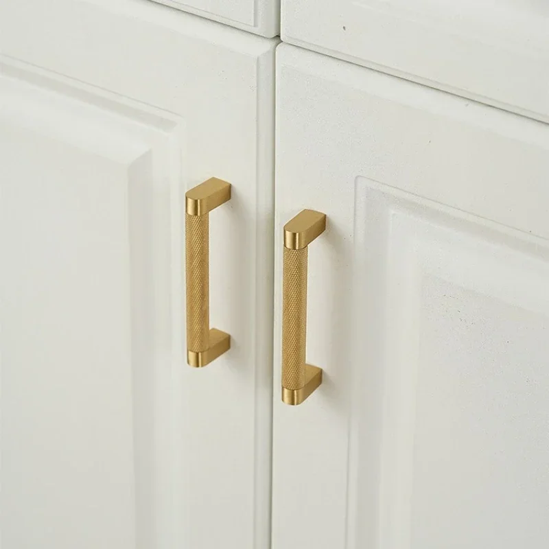 French Knurled Brass Handles for Furniture Golden Handles for Cabinets and Drawers Kitchen Cabinet Handles Shoe Cabinets Pulls