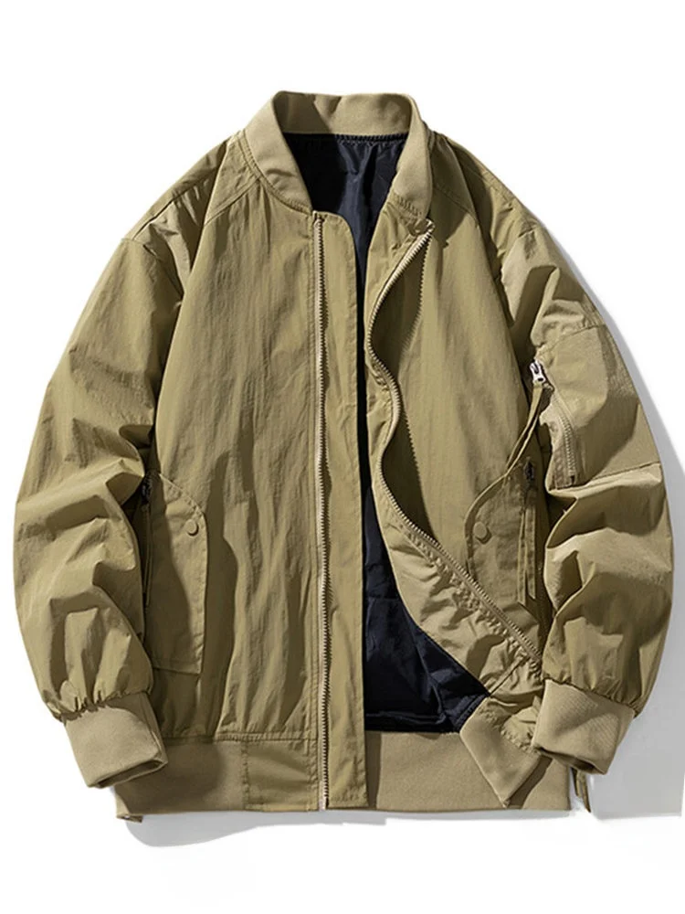 

Loose Fit Japanese Sle Men's Jaet Spring Autumn Oversize Casual Baseball Coat Polyester Nylon Cosite Fiber Windproof