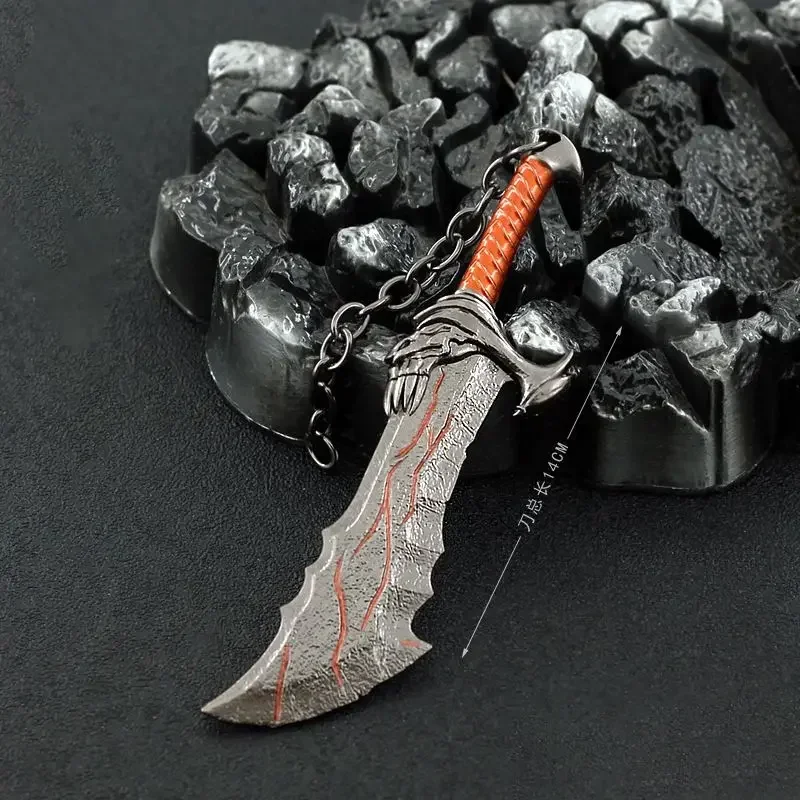 God of War Weapon New Blades of Exile Weapon Metal Weapon Katana Sword Spear Anime Weapons Model Keychain Toys for Boys Gifts