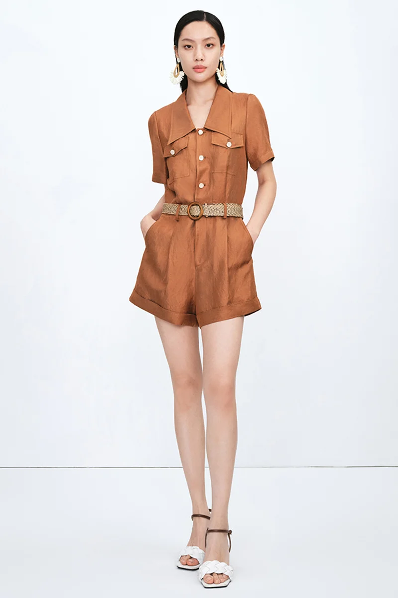 

High Waist Pants with Belt Summer New Women's Clothing Xiangqin Lin Bodycon Short Pants High Waist Design