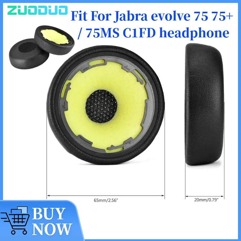 

ZUODUO 1 Pair Replacement Foam Ear Pads Pillow Cushion Cover for Jabra evolve 75 75+ / 75MS C1FD Headphone Headset