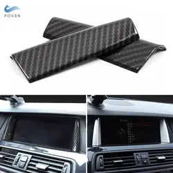 Car Interior Navigation Display Screen Frame Trim For BMW 5 Series F10 2014 2015 2016 2017 Auto Carbon Fiber Texture Accessories