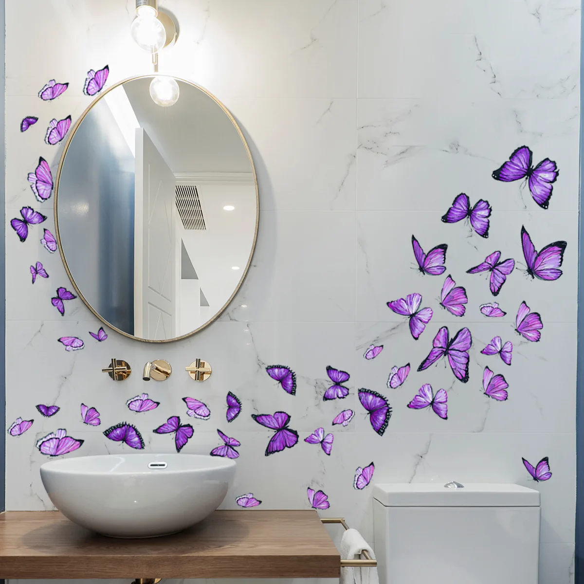 

New Blue Purple Butterfly Decorative Wall Stickers for Bathroom Balcony Background Wall Stickers Self Adhesive Wall Stickers