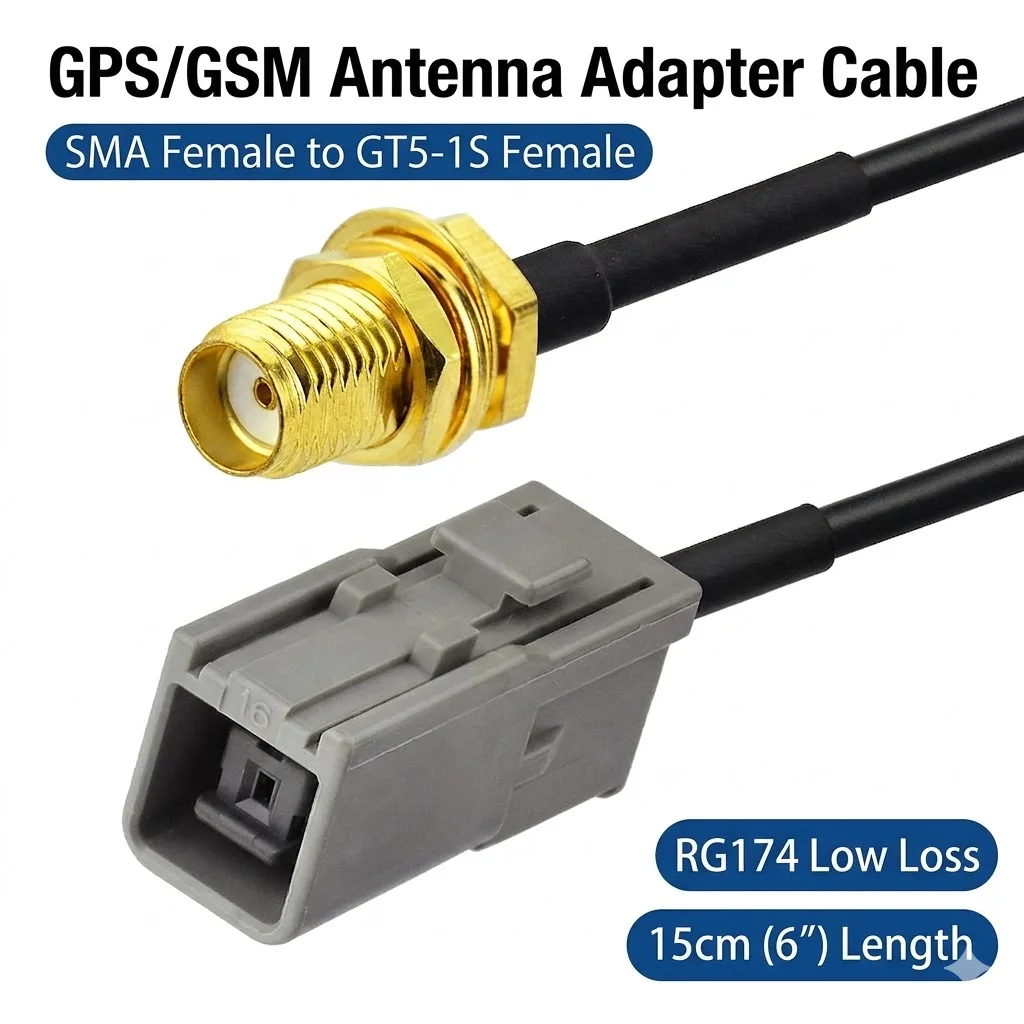 Superbat SMA Jack to GT5-1S Female HSR Straight RG174 15cm Connetor GPS/GSM Antenna Adapter Cable for Mercedes Command Alpine